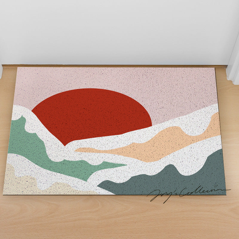 Feblilac Snow Mountain and Red Sun PVC Coil Door Mat