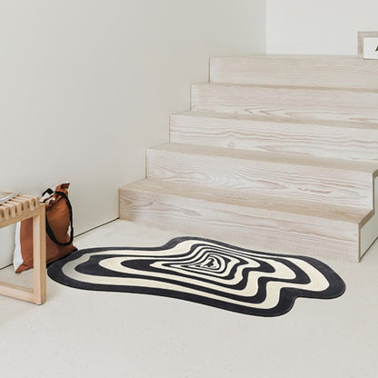 Feblilac Irregular Black and White Dizzy Handmade Tufted Acrylic Livingroom Carpet Area Rug
