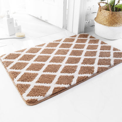 Feblilac Rhombus Grid Geometry Tufted Bath Mat