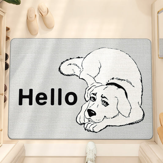 Feblilac Cute White Dog PVC Coil Door Mat