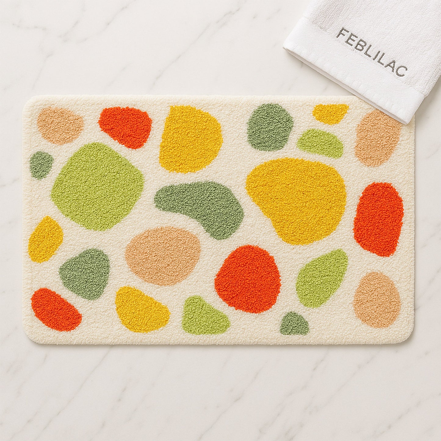 Feblilac Colorful Stones Tufted Bath Mat