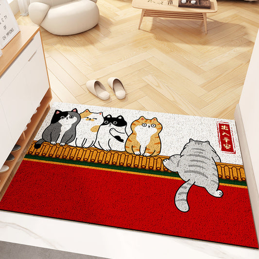 Feblilac Cats on Palace Wall PVC Coil Door Mat