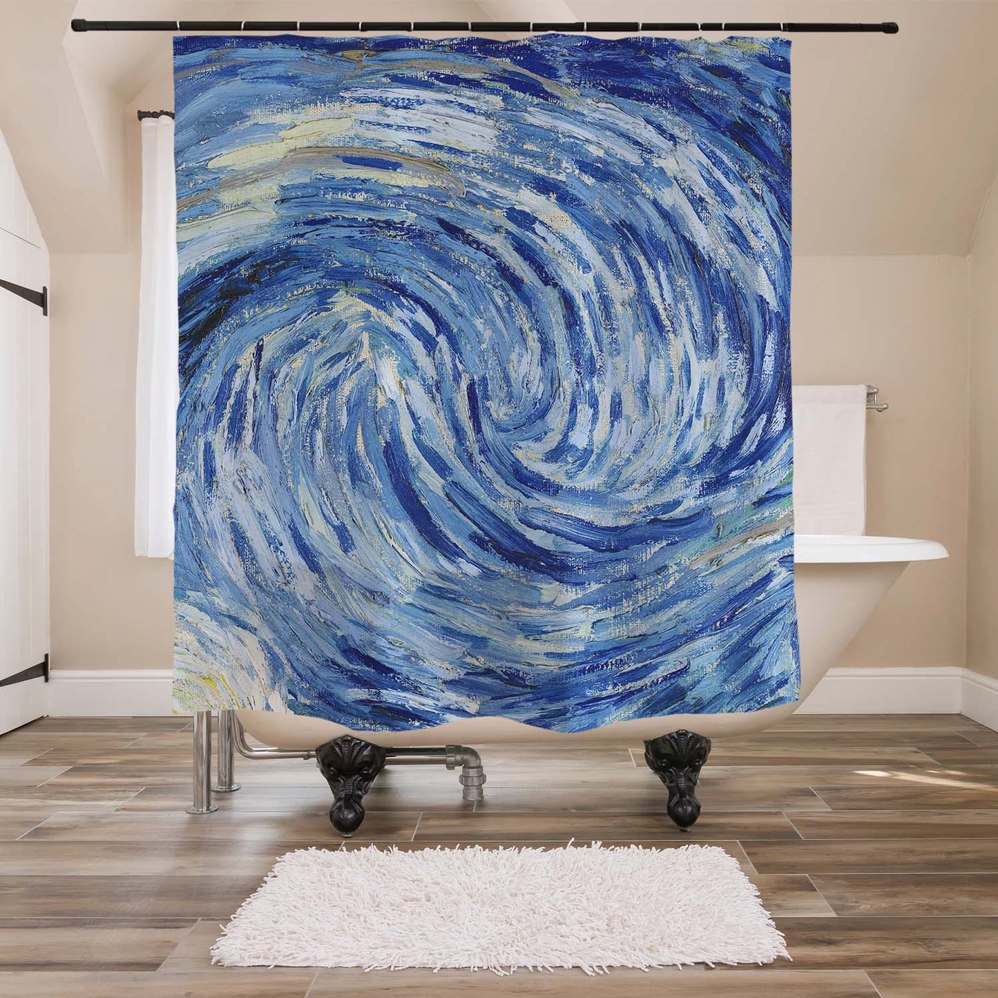 Feblilac Starry Night Shower Curtain with Hooks