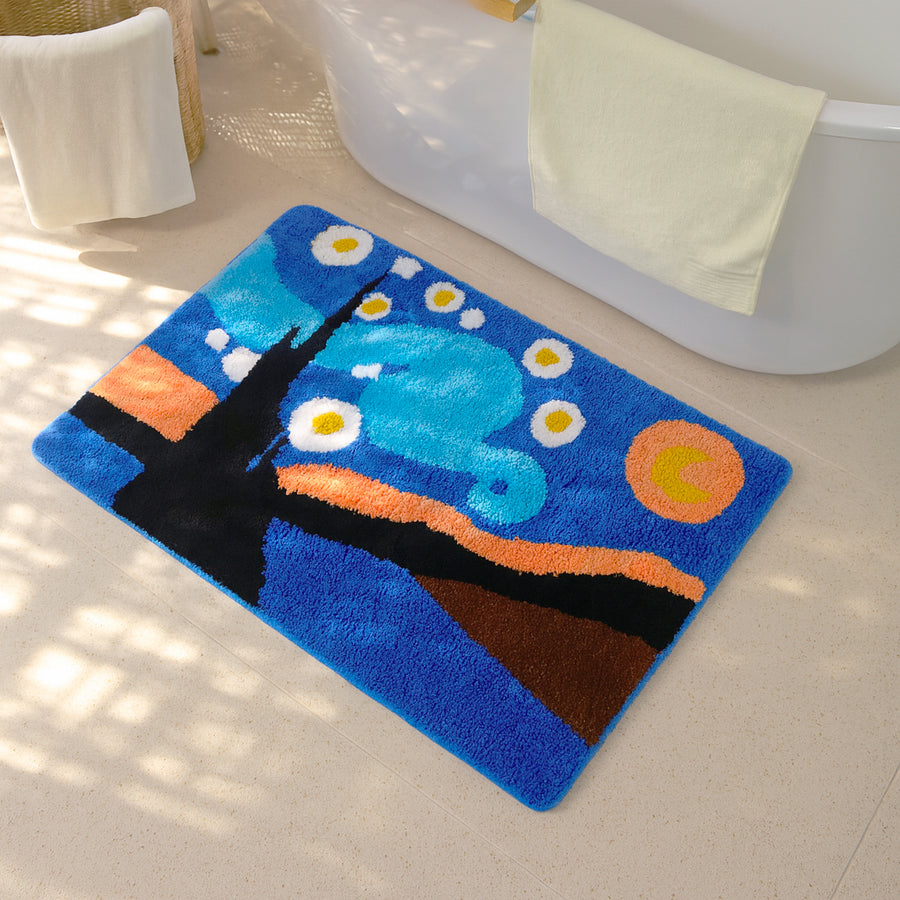 Feblilac Van Gogh Starry Sky Tufted Bath Mat - view 2