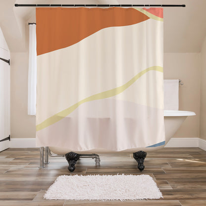 Feblilac Red Purple Mountain Clouds Shower Curtain with Hooks