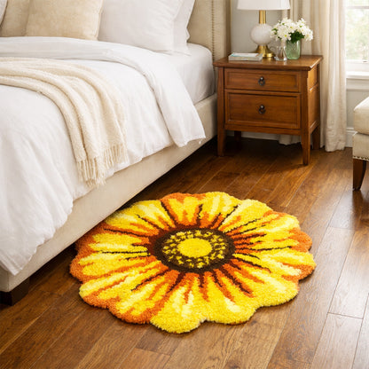 Feblilac Yellow Sunflower Rug, Flower Mat for Bedroom Bathroom Patio
