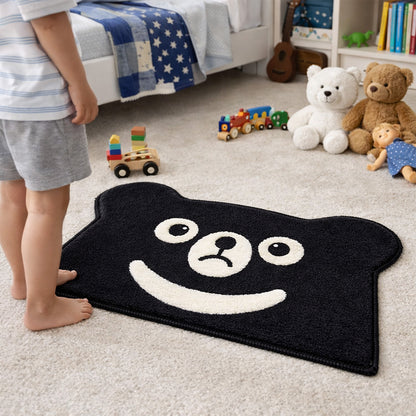 Feblilac Black Bear Tufted Bath Mat | Non-Slip & Washable Cute Rug