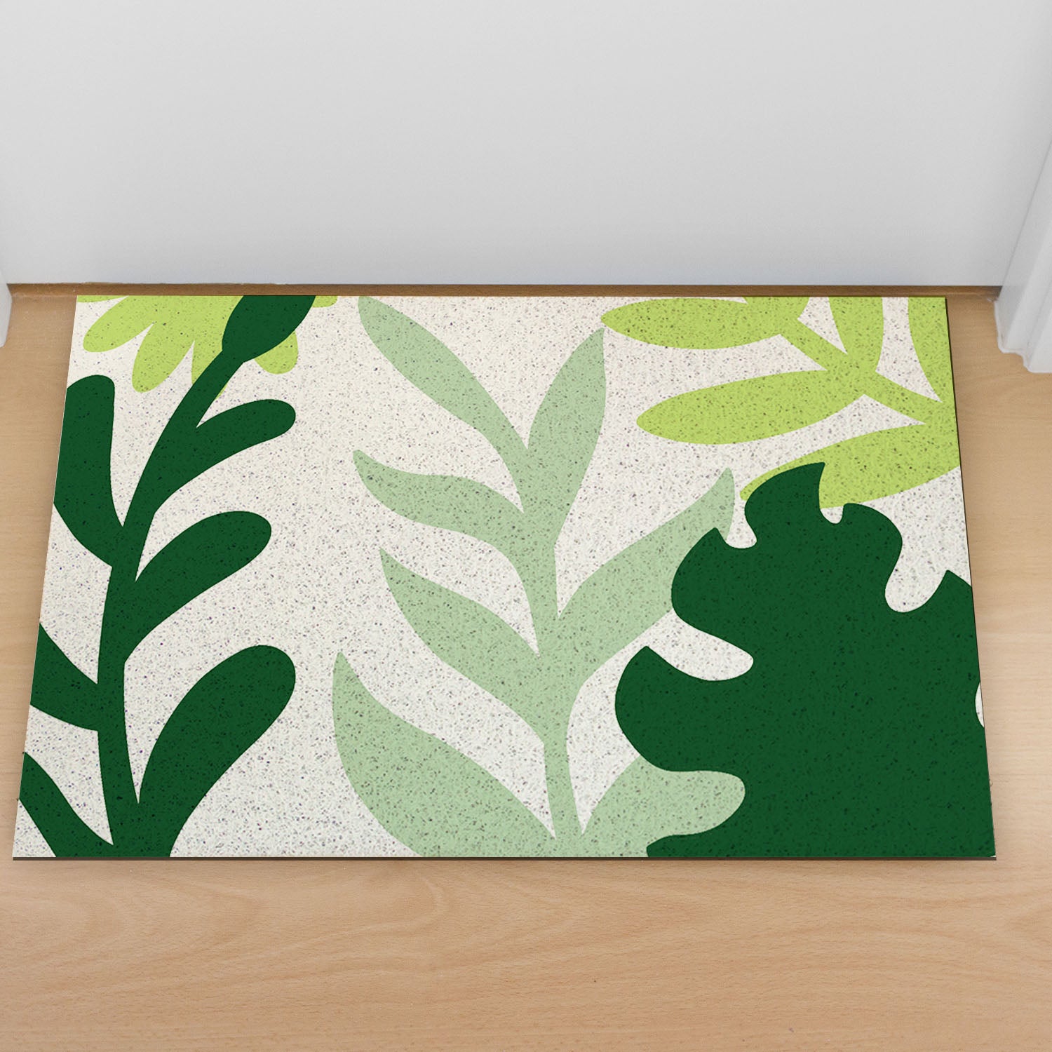 Feblilac Green Leaves PVC Coil Door Mat