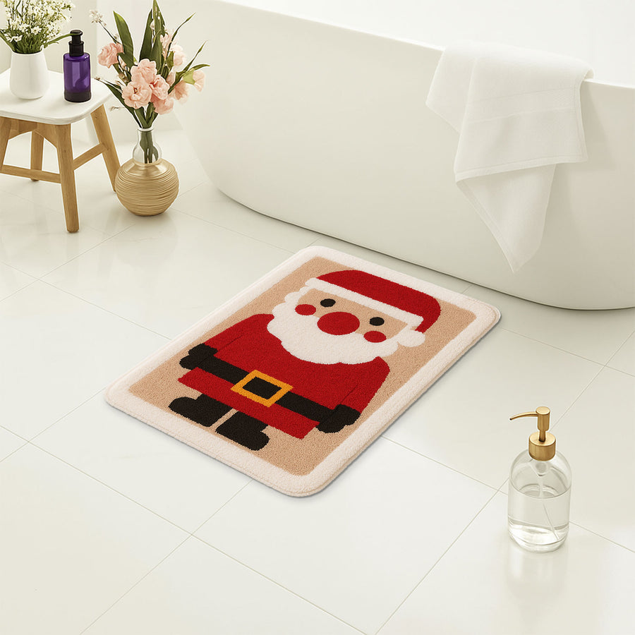 Feblilac Merry Christmas Happy Santa Claus Bath Mat, 15.7″x23.6″ - view 4