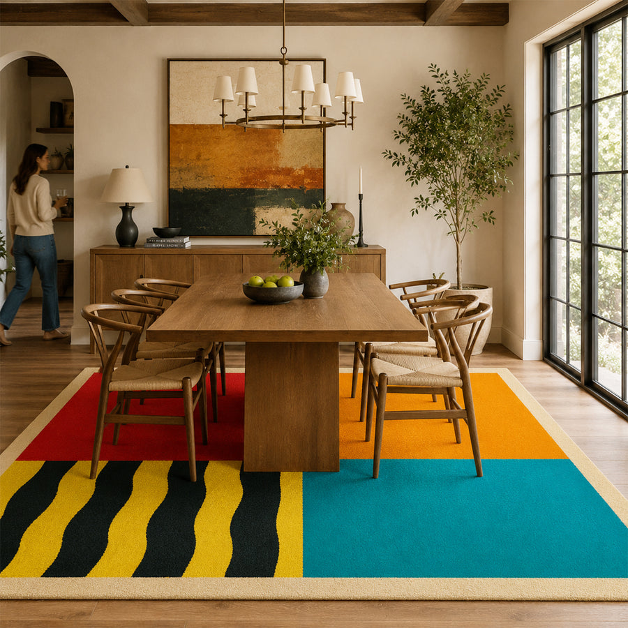 Feblilac Color Block Living Room Area Rug – Modern Tufted Large Rug for Home Decor - view 3