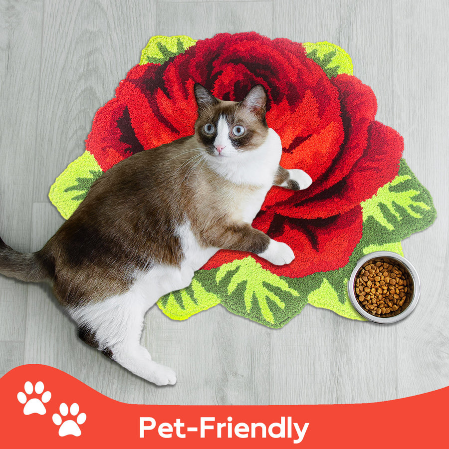 Feblilac Red Flower Tufted Bath Mat - view 3