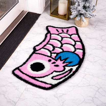 Feblilac Cute Pink and Blue Koi Fish Bath Mat