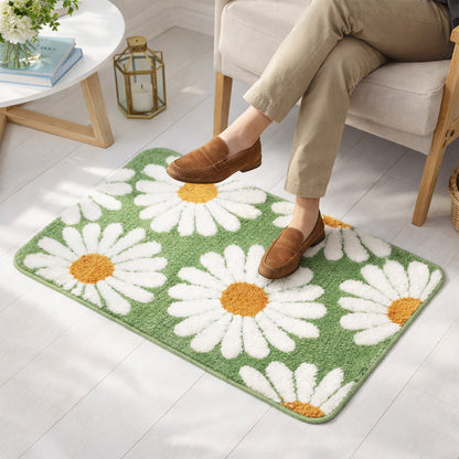 Feblilac Cute Green Daisy Bath Mat