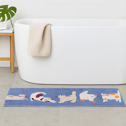 Cats at Play Blue Ground Bedroom Mat