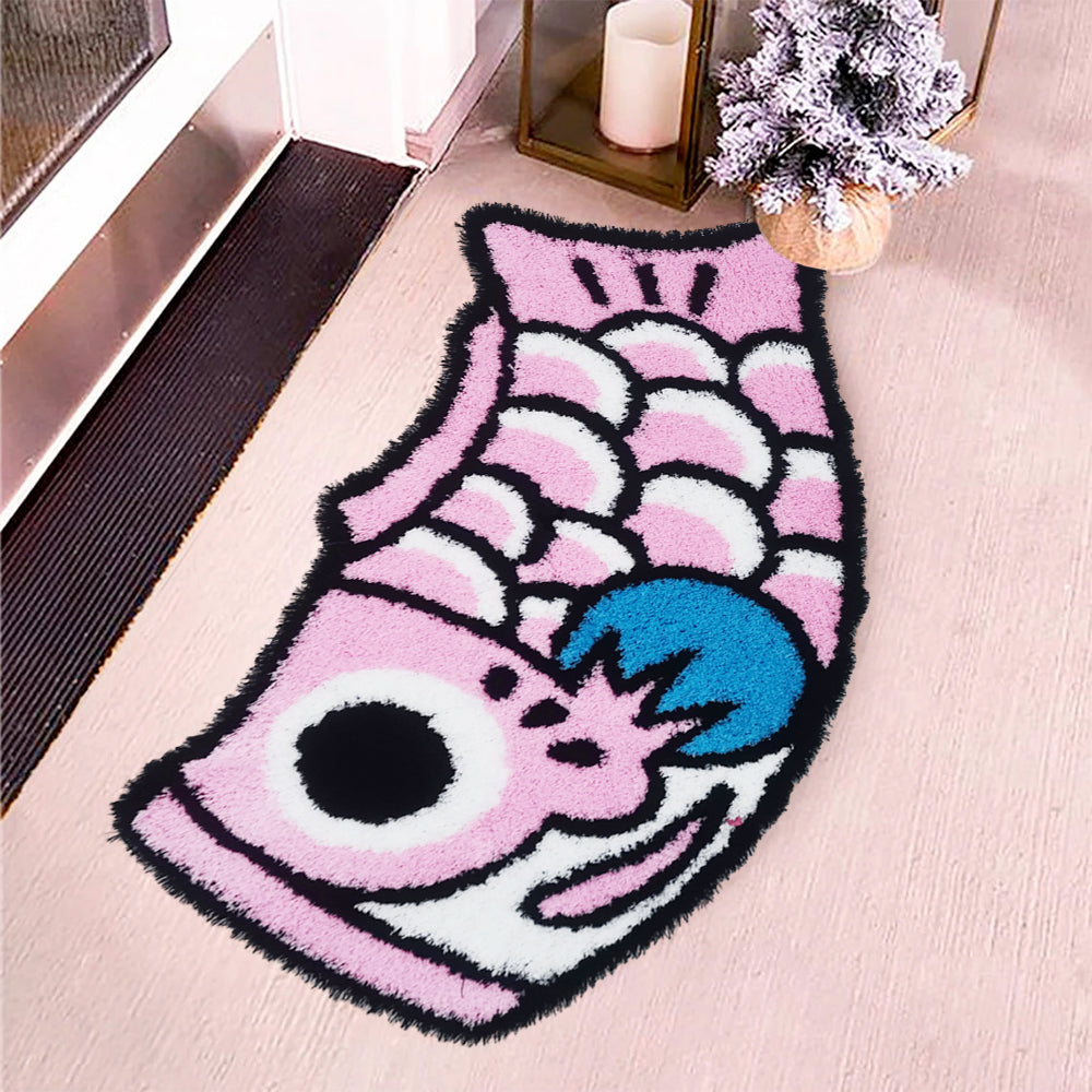 Feblilac Cute Pink and Blue Koi Fish Bath Mat