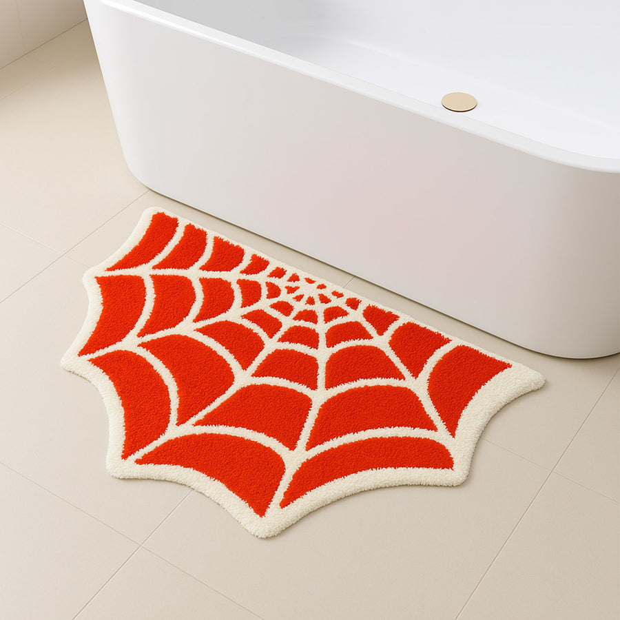 Feblilac Orange Spider Web Halloween Tufted Bath Mat - view 3