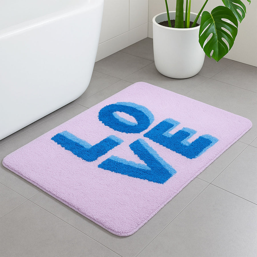 Feblilac LOVE Pink Tufted Bath Mat – Soft, Absorbent & Non-Slip Rug for Bathroom Decor - view 3