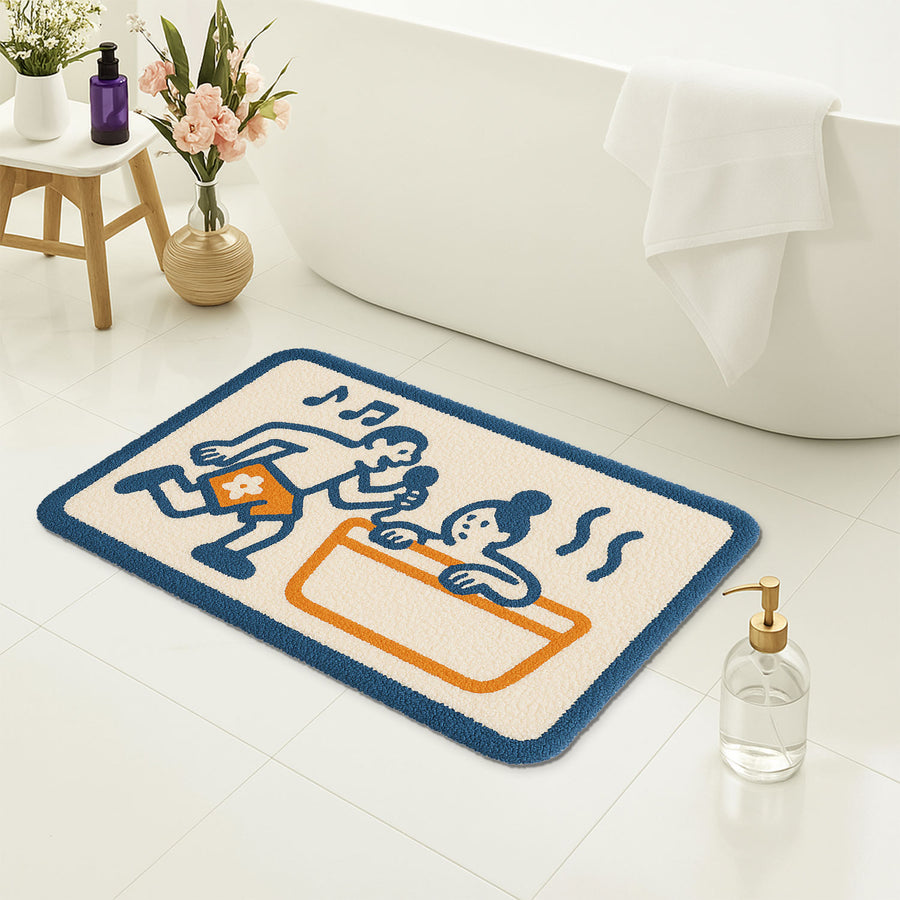 Feblilac Funny Singing Tufted Bath Mat – Cartoon Couple Bathroom Rug, Non-Slip & Soft - view 4