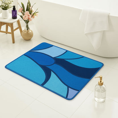 Feblilac Colorful Abstract Sea Geometric Tufted Bath Mat