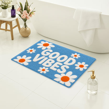 Feblilac GOOD VIBES Tufted Bath Mat – Plush, Soft & Colorful