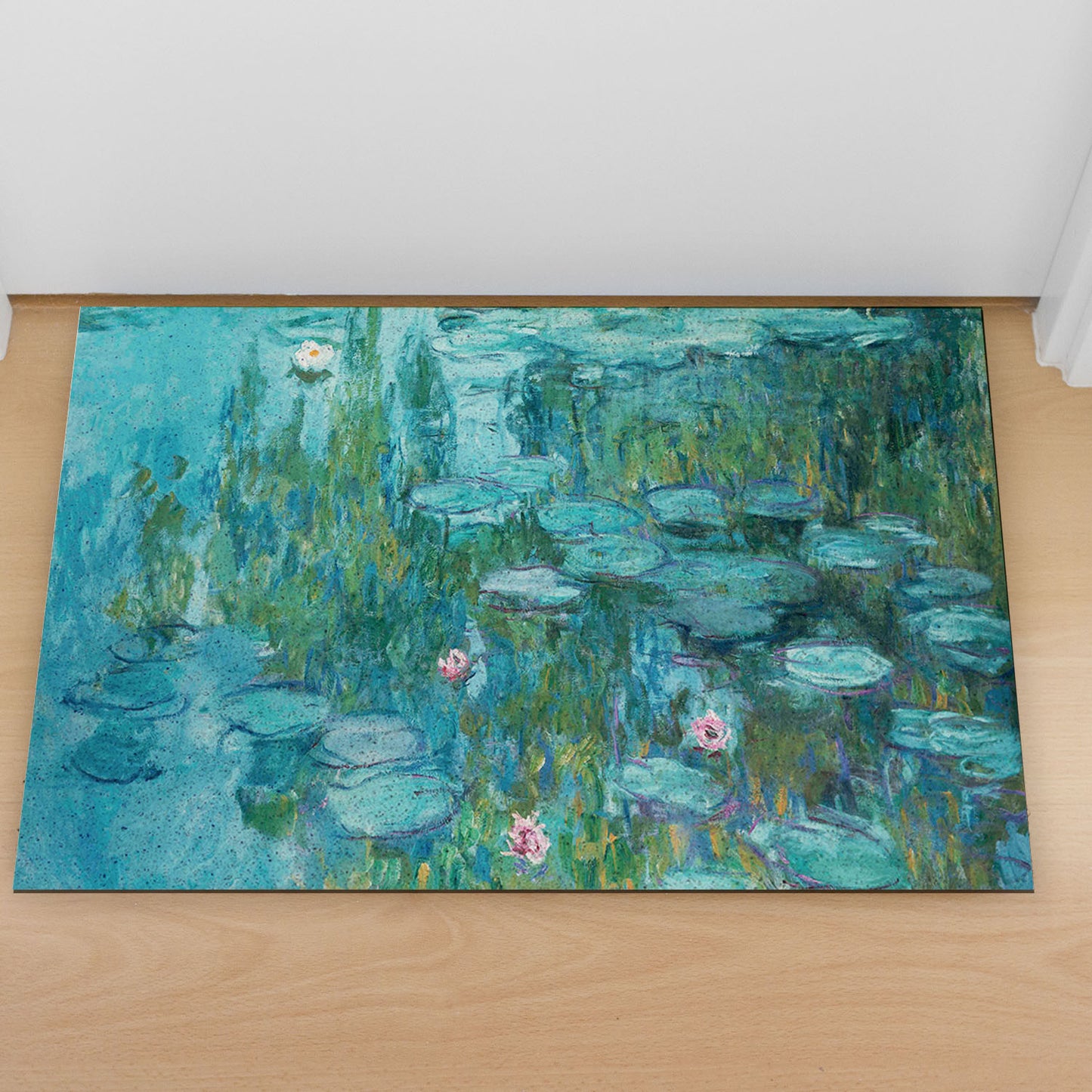 Feblilac Oil Painting Water Lily PVC Coil Door Mat