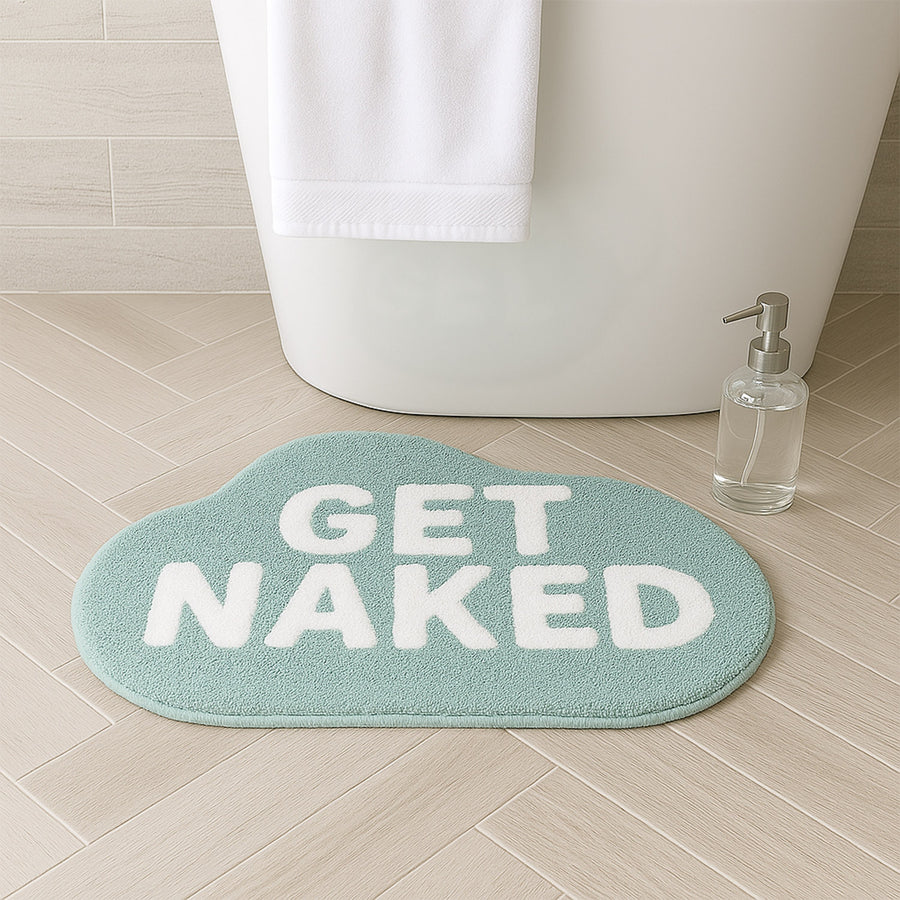 Feblilac White Letter GET Naked Cloud Tufted Bath Mat - view 4