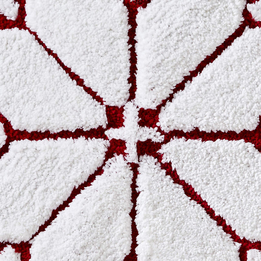 Feblilac Round Christmas Snowflakes Tufted Bath Mat - view 2