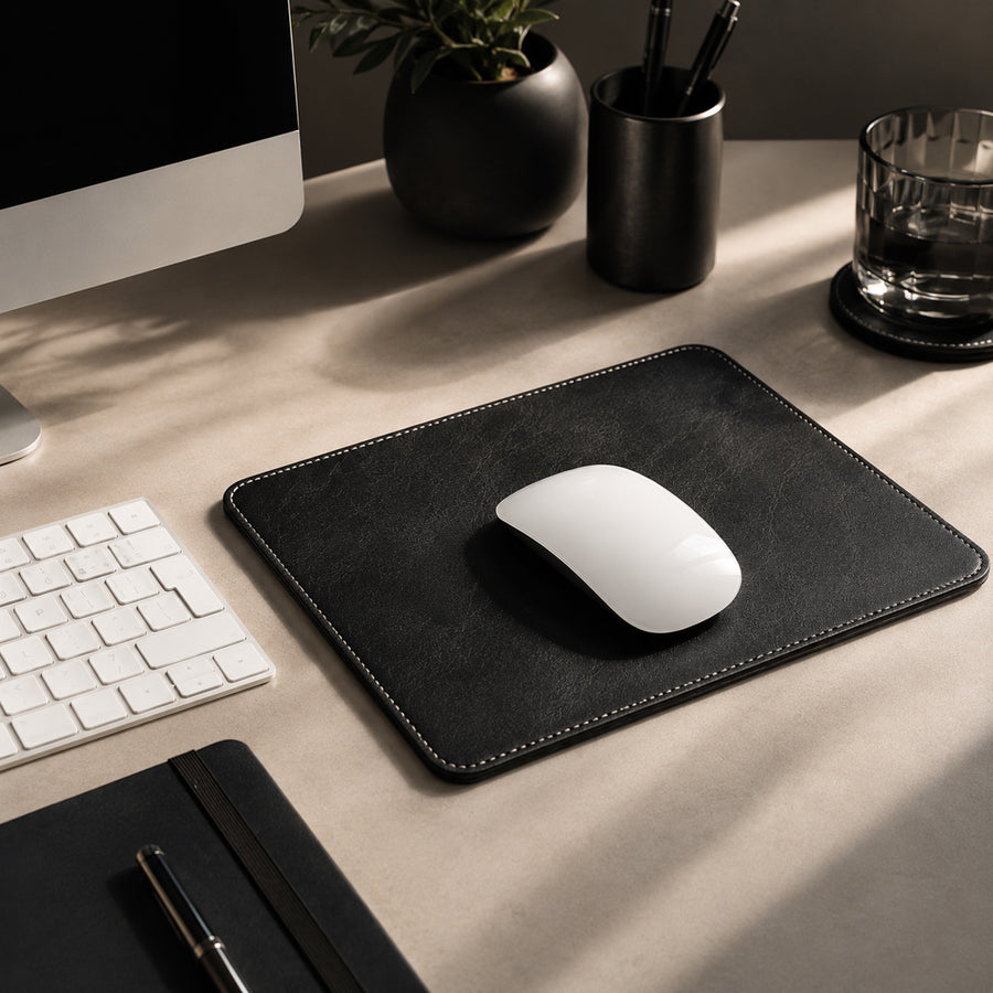 Feblilac Premium Genuine Leather Mouse Pad – Dual-Sided Calfskin Desk Pad - view 3