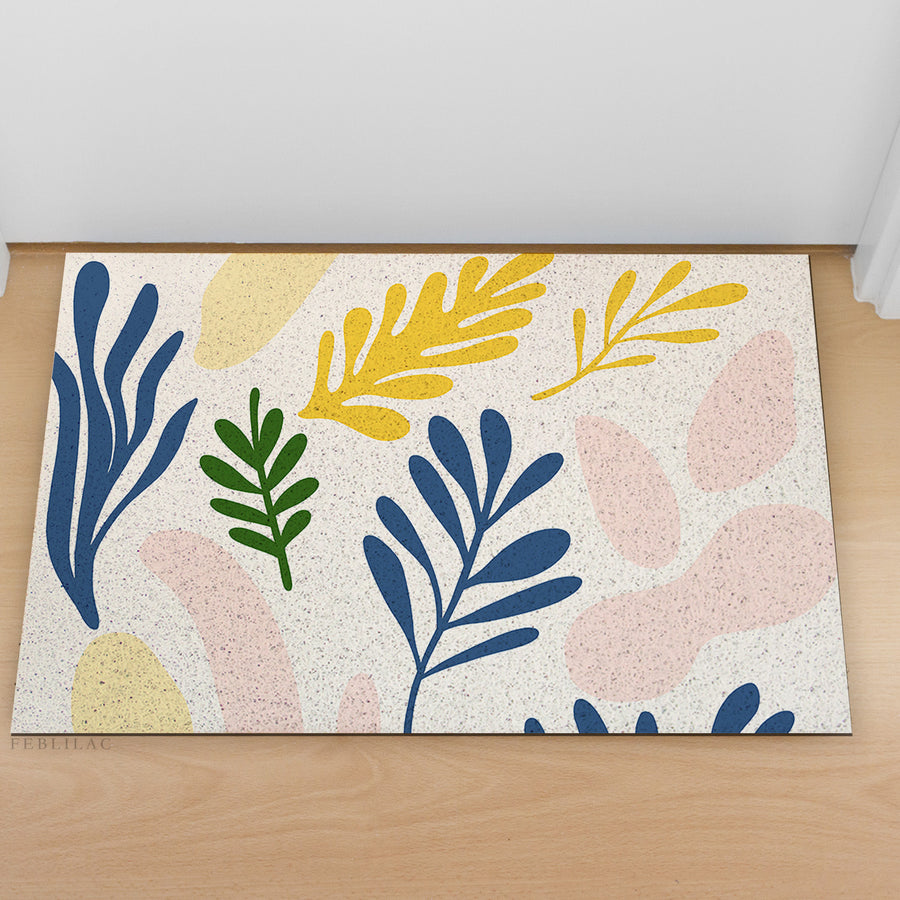 Feblilac Colorful Modern Leaf Color Blocks PVC Coil Door Mat - view 3