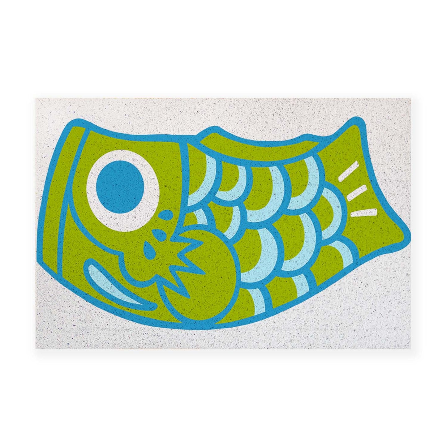 Feblilac Teal Japanese Koi PVC Coil Door Mat