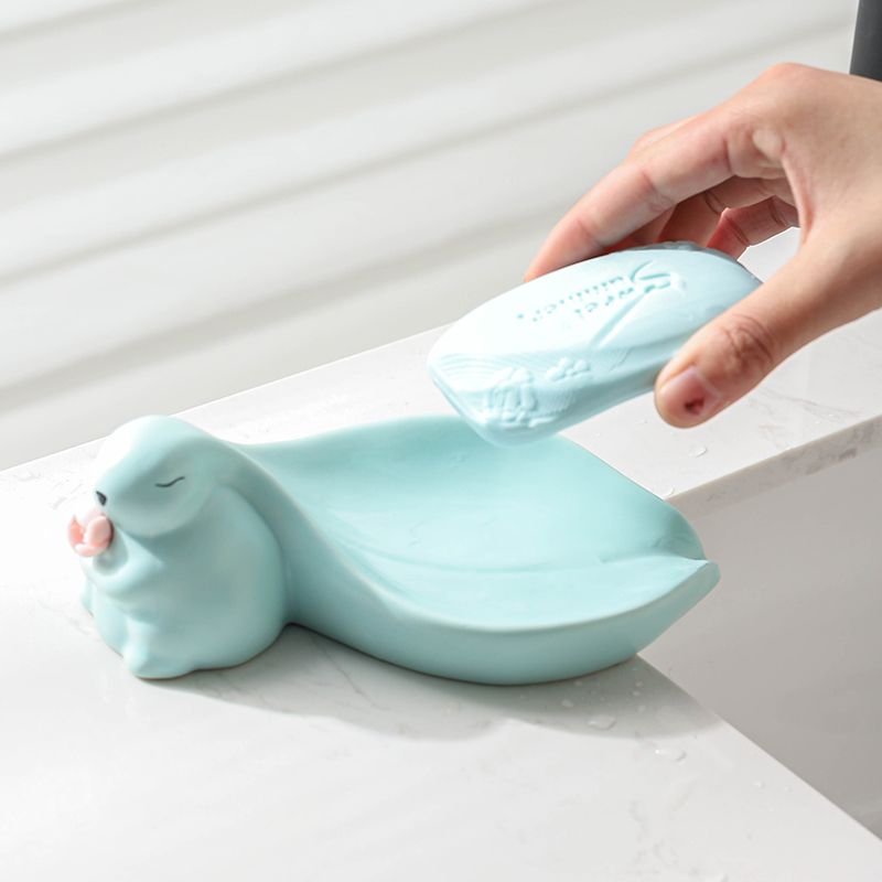 Feblilac Rabbit Soap Box for Bathroom