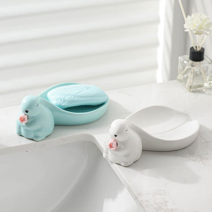 Feblilac Rabbit Soap Box for Bathroom