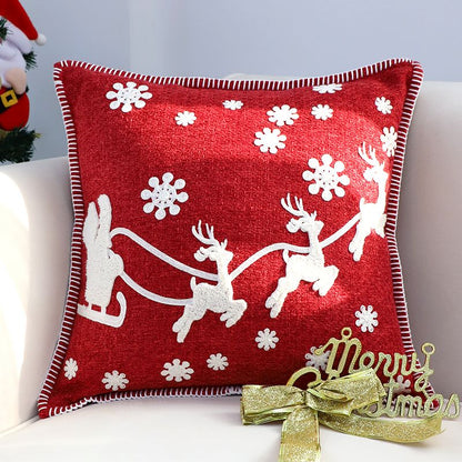 Christmas Pillow Cushion, Pine Tree Snowman Holiday Decoration, Throw Pillow