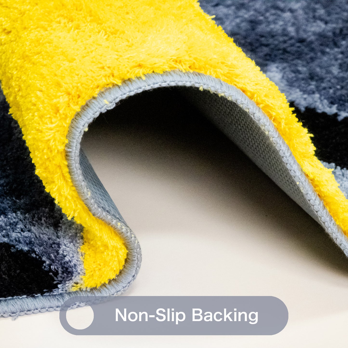 Feblilac Yellow Gray Geometric Triangle Tufted Bath Mat