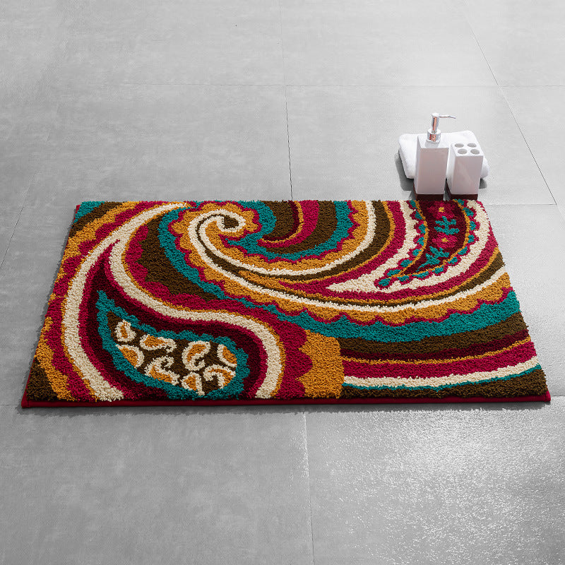 Feblilac Geometric Glass Water Flow Totem and Rose Tufted Bath Mat - view 6