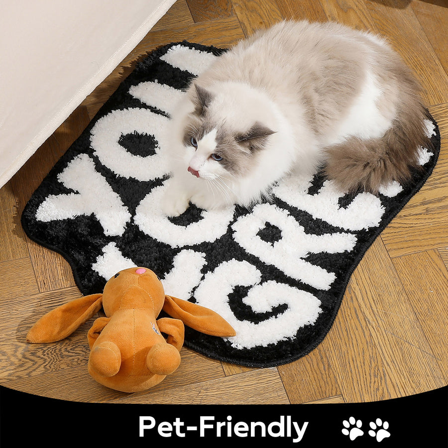 Feblilac Black and White You Lokk Great Irregular Tufted Bath Mat - view 4