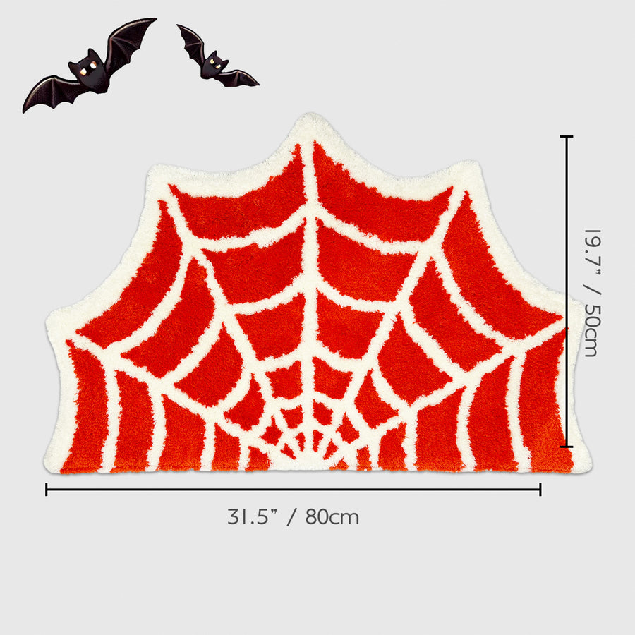 Feblilac Orange Spider Web Halloween Tufted Bath Mat - view 4