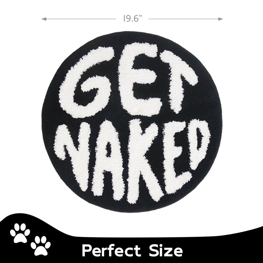 Feblilac Get Naked tufted bath mat in a sunny bathroom with a potted plant
