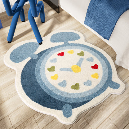 Feblilac Blue Alarm Clock Tufted Bath Mat