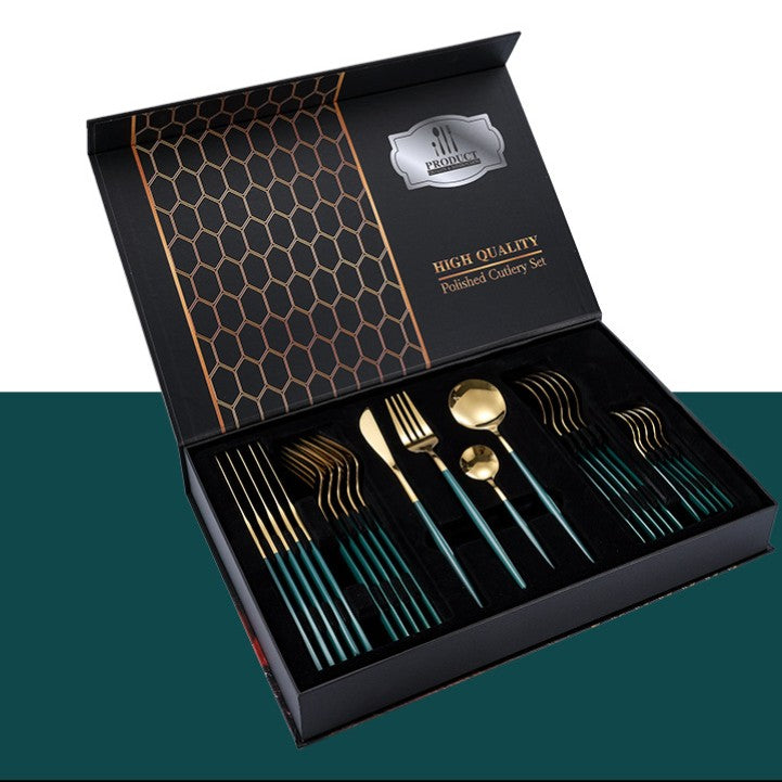 Feblilac Stainless Steel Dinnerware Knife and Fork Spoon 24pcs Set - view 12