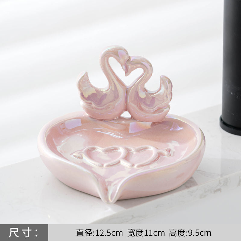 Feblilac Creative Love Swan Ceramic Soap Box - view 13