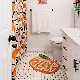 Feblilac Peach Clean Bath Mat, Bathroom Rug, Cute Home Decor