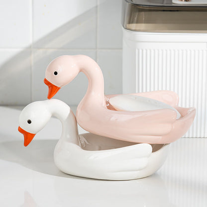 Feblilac Personalized Swan Bathroom Soap Box