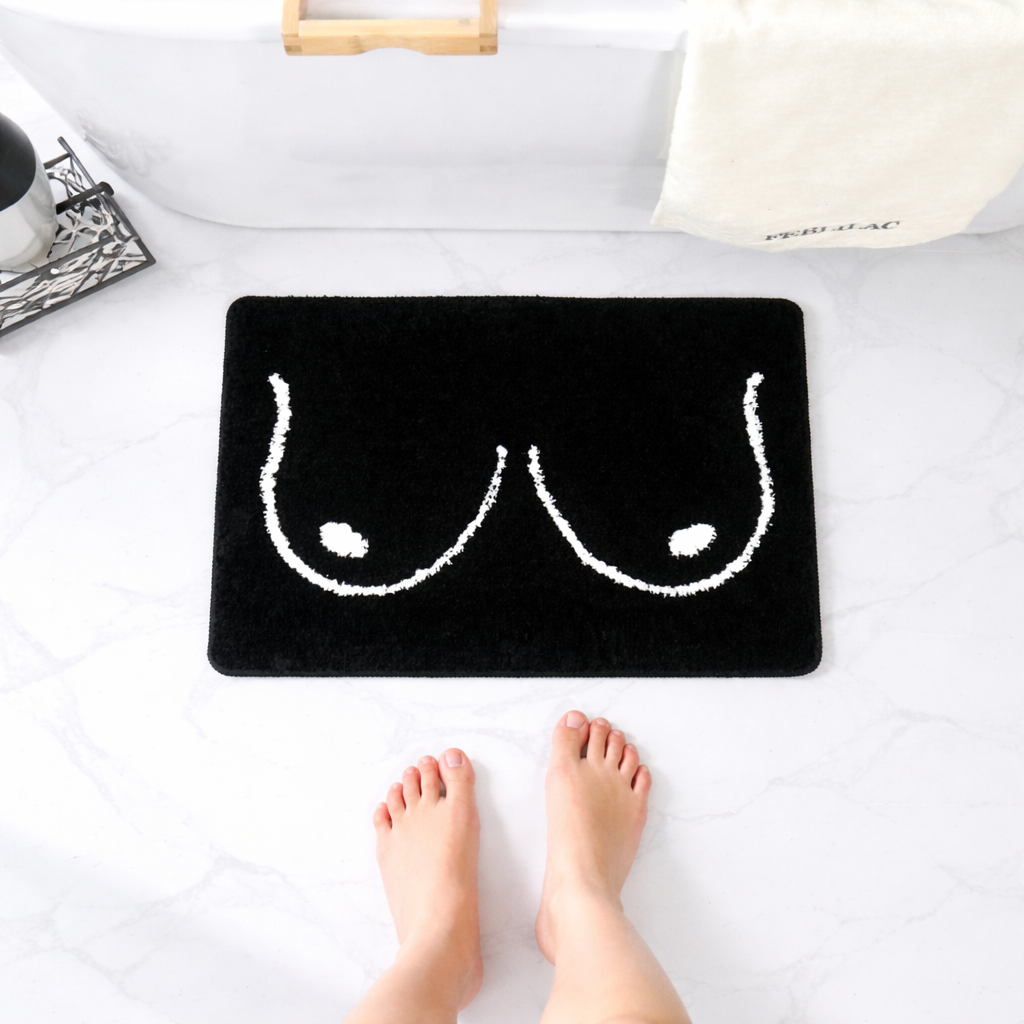 Feblilac Black and White Boobs Tufted Bath Mat