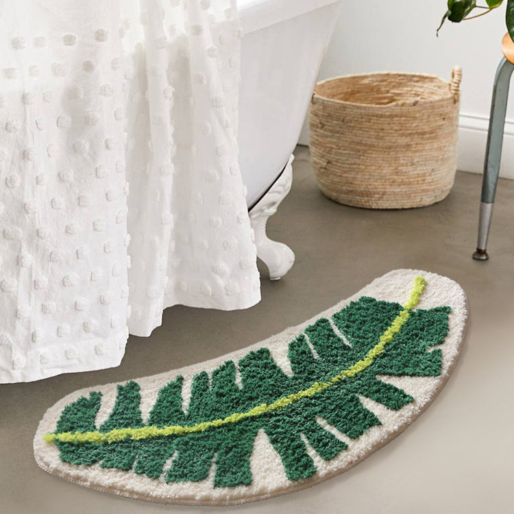 Feblilac Leaves Tufted Bath Mat