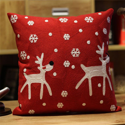 Christmas Snowman Pillow Cushion, Red Holiday Gift Home Decor