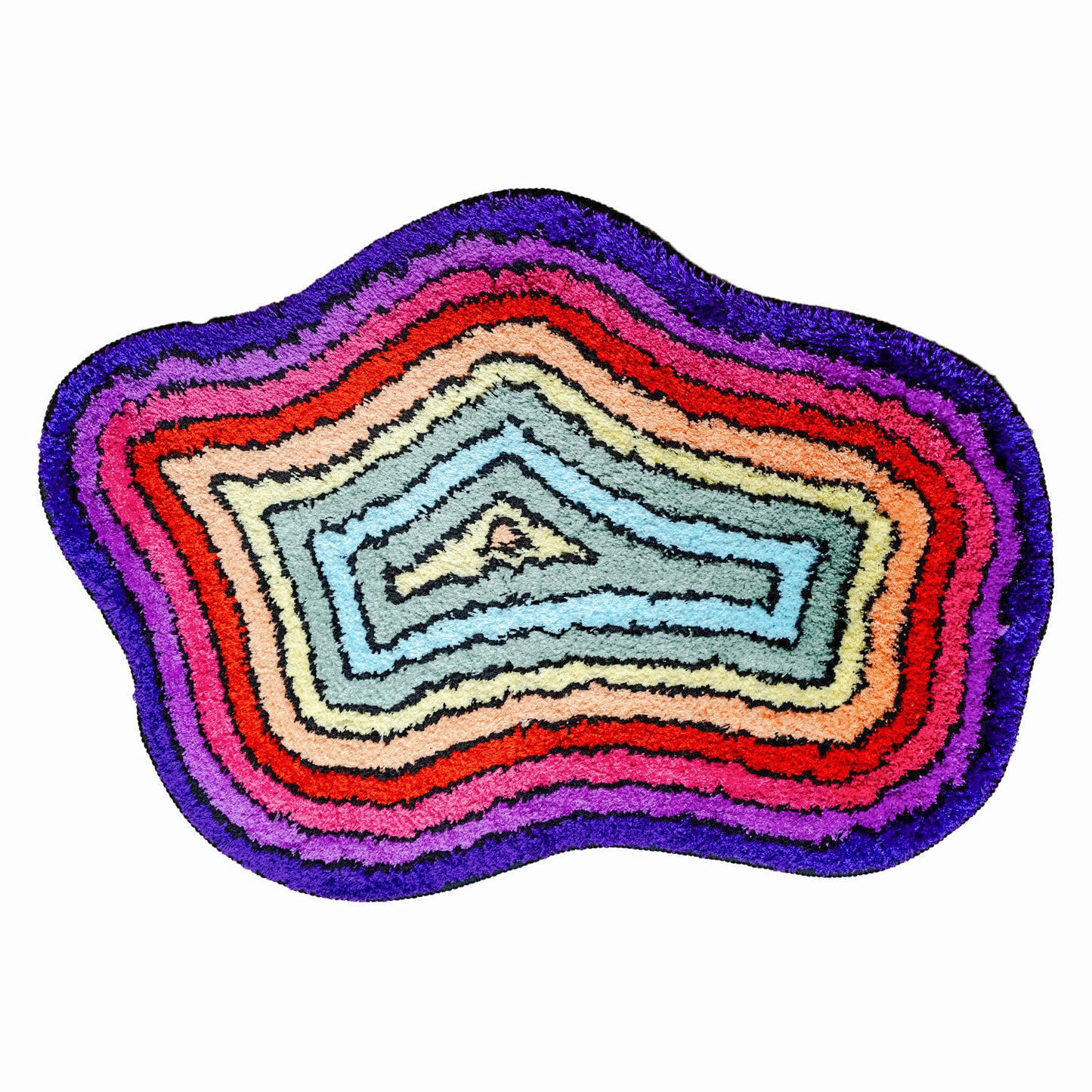 Feblilac Irregular Rainbow Tufted Bath Mat