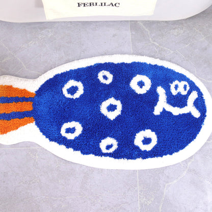 Cute Blue Fish Bath Mat