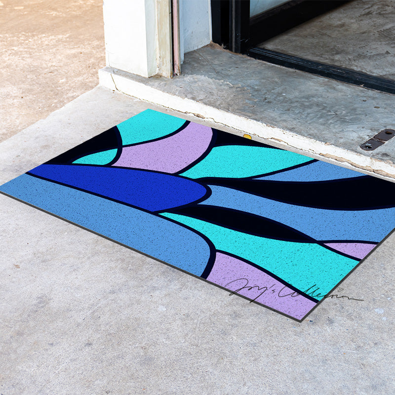 Feblilac Colorful Abstract Sea Geometric PVC Coil Door Mat