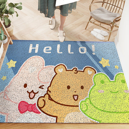 Feblilac Cute Frog Bear and Rabbit PVC Coil Door Mat